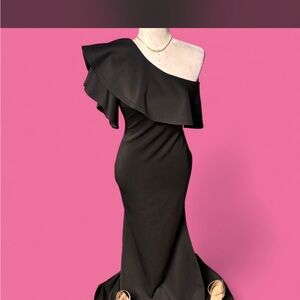 Elegant Black One Shoulder Bodycon  Dress